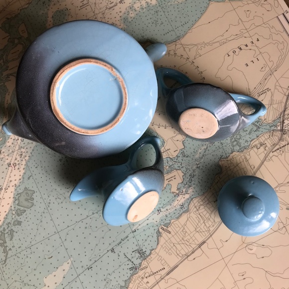 Vintage Beauce Blue Wave Teapot Set - Picture 9 of 10